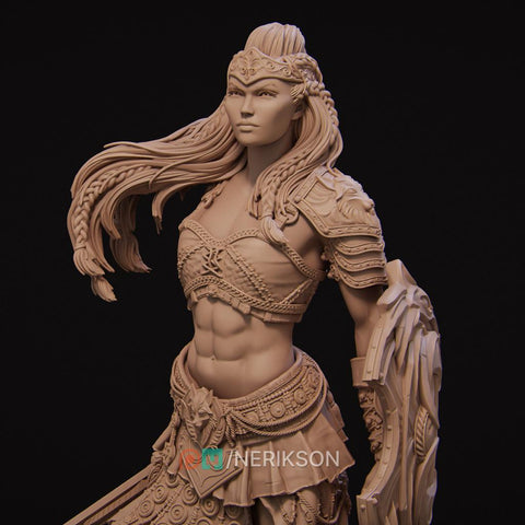 Human Female Fighter Gladiator PC / NPC Unpainted D&D 5e | 28mm,32mm,54mm,75mm,100mm Scales | Pathfinder| Nerikson