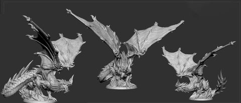 Eldar Legendary Chromatic Blue Dragon (4 sizes) D&D Unpainted Miniature | 230mm Height | Resin Figurine | Dungeons and Dragons 5e Pathfinder