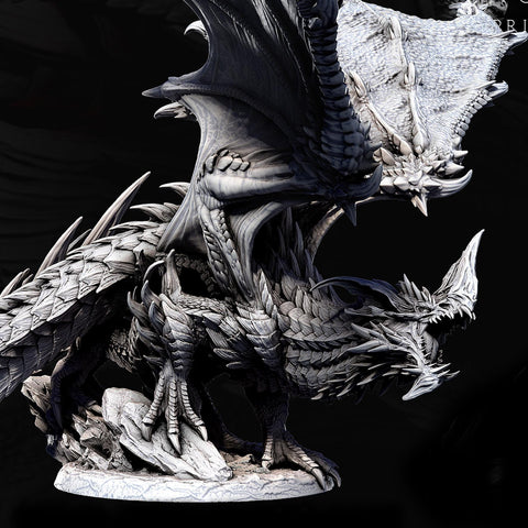 Eldar Legendary Chromatic Blue Dragon (4 sizes) D&D Unpainted Miniature | 230mm Height | Resin Figurine | Dungeons and Dragons 5e Pathfinder