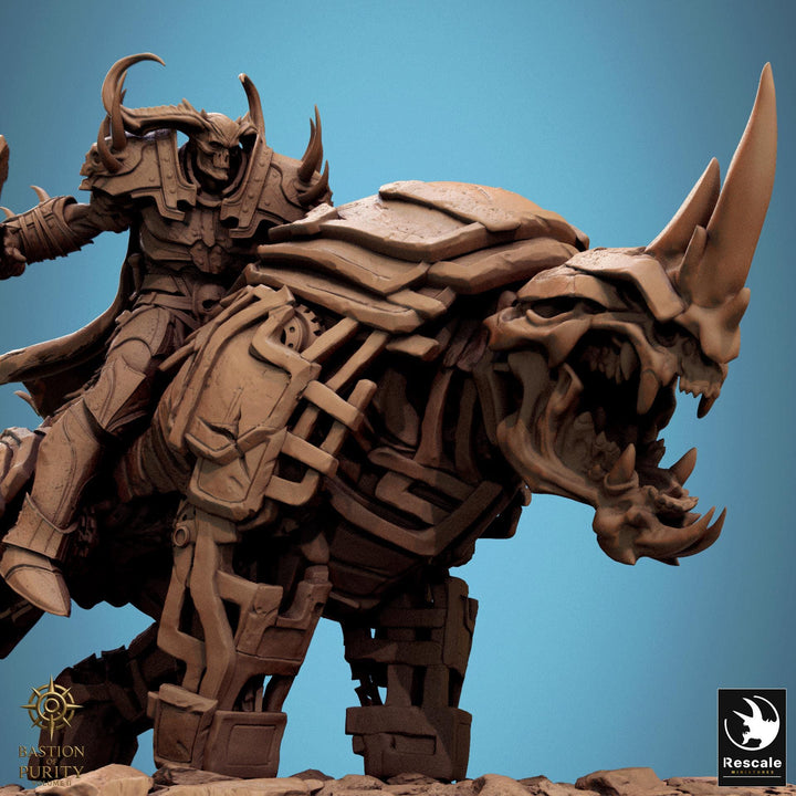 Daemon on Armored Muscular Beast Great Axe , Demon Devil Cavalry | Dungeons and Dragons 5e | 28mm,32mm,54mm,75mm Scale | Pathfinder