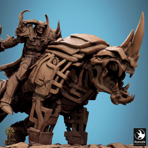 Daemon on Armored Muscular Beast Great Axe , Demon Devil Cavalry | Dungeons and Dragons 5e | 28mm,32mm,54mm,75mm Scale | Pathfinder