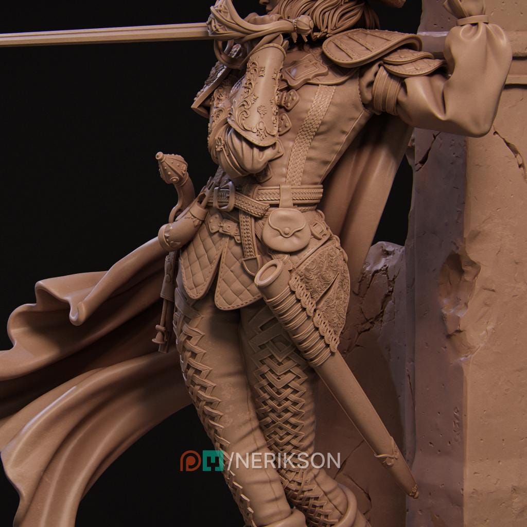 Human Female Rogue, Fighter, Swashbuckler Duelist PC / NPC Unpainted D&amp;D 5e | 28mm,32mm,54mm,75mm,100mm | Pathfinder|