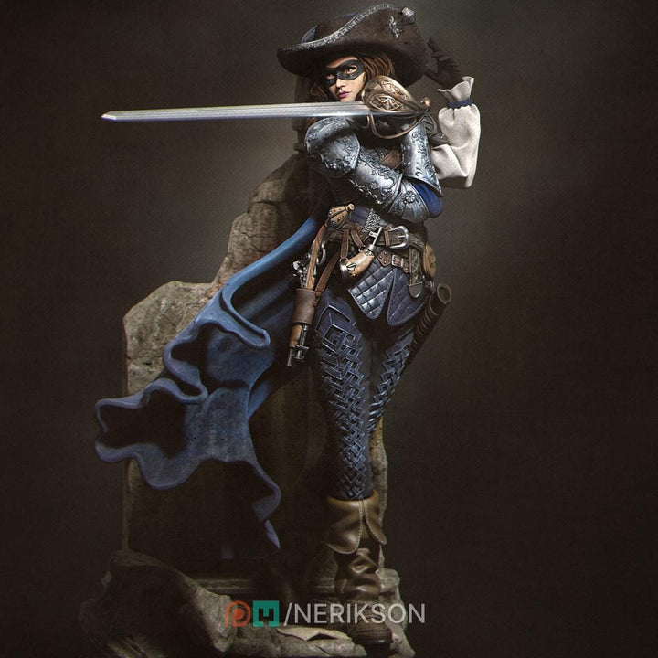 Human Female Rogue, Fighter, Swashbuckler Duelist PC / NPC Unpainted D&amp;D 5e | 28mm,32mm,54mm,75mm,100mm | Pathfinder|