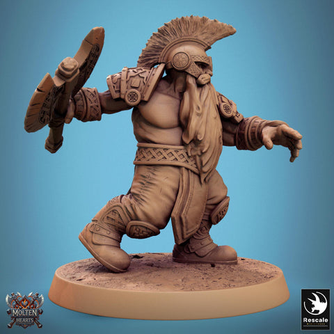Dwarf Fighter Barbarian Axe Attack Unpainted Model | 28mm, 32mm,54mm,75mm,100mm Scales | Dungeons and Dragons Pathfinder Lord of The Print