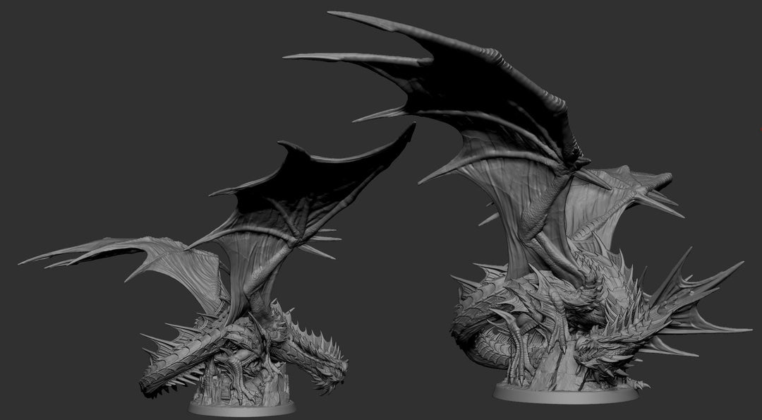 Eldar Legendary Chromatic Green Dragon (4 sizes) Unpainted Miniature | 450mm Wing Span | Resin Figurine | Dungeons and Dragons 5e Pathfinder