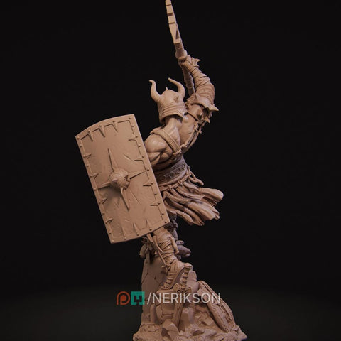 Human Barbarian With 2-handed Axe PC / NPC Unpainted Miniature | 28mm,32mm,54mm,75mm,100mm Scales | Dungeons & Dragons Pathfinder | NERIKSON