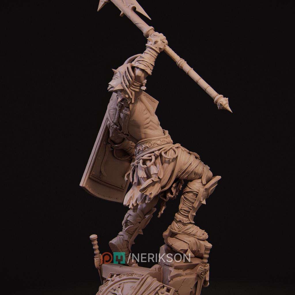 Human Barbarian With 2-handed Axe PC / NPC Unpainted Miniature | 28mm,32mm,54mm,75mm,100mm Scales | Dungeons &amp; Dragons Pathfinder | NERIKSON
