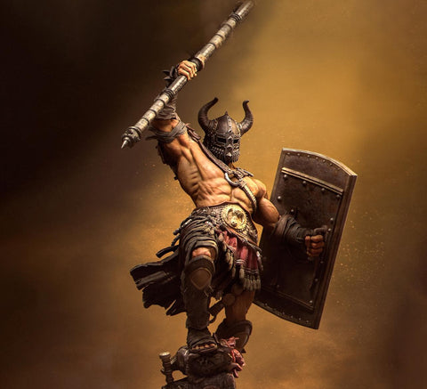 Human Barbarian With 2-handed Axe PC / NPC Unpainted Miniature | 28mm,32mm,54mm,75mm,100mm Scales | Dungeons & Dragons Pathfinder | NERIKSON