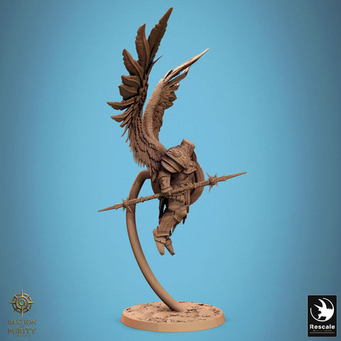 Aasimar Paladin, Angel, Solar,Spear n Shield, DnD 5e Unpainted Miniature| 28mm, 32mm,54mm,75mm,100mm Scales | Dungeons & Dragons |Pathfinder