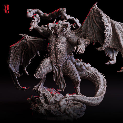 Bolrog Demon Devil Lord Pit Fiend (4 sizes) | 254mm Tall to top - Boss Monster Mini - Minis - D&D 5e - Pathfinder Figurine | Flesh of Gods