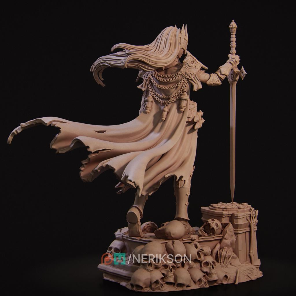 Human Female Paladin, Fighter, Death Domain Cleric PC / NPC Unpainted D&amp;D 5e | 28mm,32mm,54mm,75mm,100mm Scales | Pathfinder| Nerikson