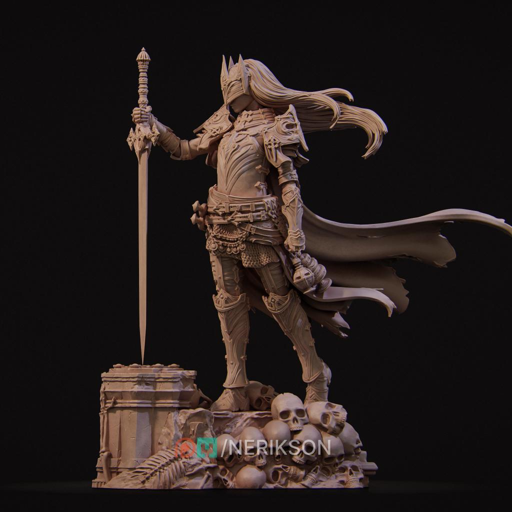 Human Female Paladin, Fighter, Death Domain Cleric PC / NPC Unpainted D&amp;D 5e | 28mm,32mm,54mm,75mm,100mm Scales | Pathfinder| Nerikson