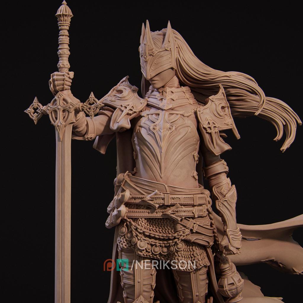Human Female Paladin, Fighter, Death Domain Cleric PC / NPC Unpainted D&amp;D 5e | 28mm,32mm,54mm,75mm,100mm Scales | Pathfinder| Nerikson