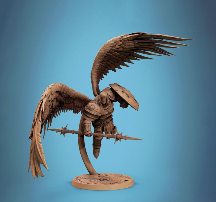 Aasimar Paladin, Angel, Solar,Spear n Shield, DnD 5e Unpainted Miniature| 28mm, 32mm,54mm,75mm,100mm Scales | Dungeons &amp; Dragons |Pathfinder