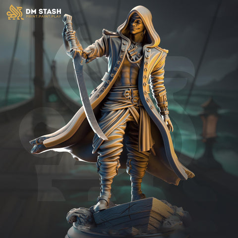 Human Rogue, Pirate, Thief, Assassin | 28mm, 32mm,54mm,75mm, 100mm Scale Resin Miniature | Dungeons and Dragons 5e Pathfinder | DM Stash