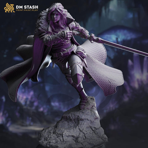 Female Fighter, Ranger, Paladin, Sword D&D 5e Mini | 28mm, 32mm,54mm,75mm,100mm Scales | Dungeons and Dragons Pathfinder | DM Stash