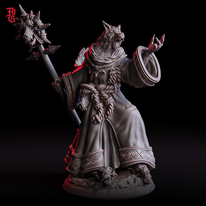 Werewolf Wizard, Druid, Sorcerer, Wolf Folk, Wolfkind | 28mm,32mm,54mm,75mm,100mm Scales, | Dungeons and Dragons D&amp;D 5e | Pathfinder|