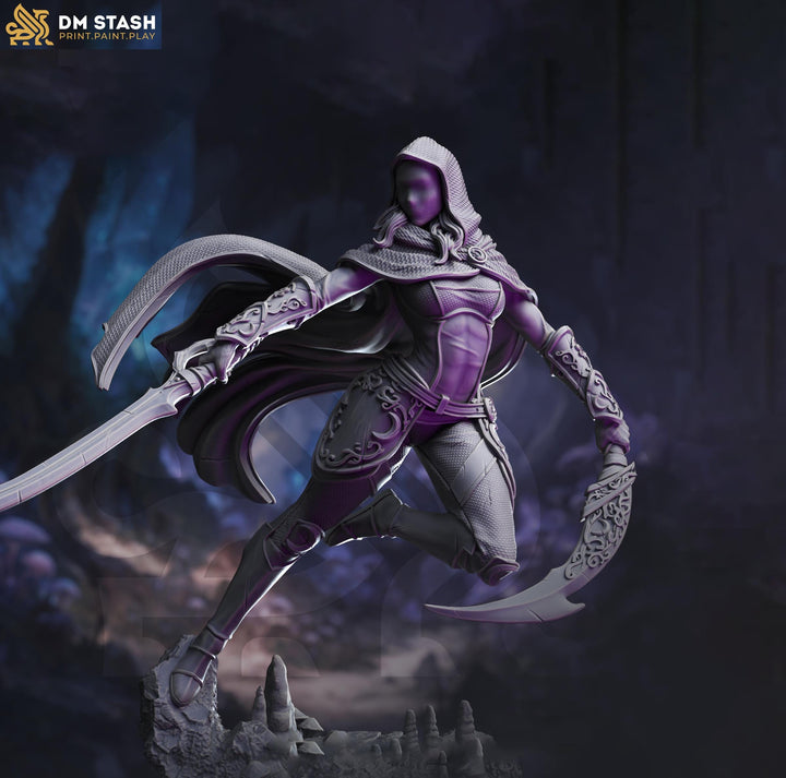 Human Female Assassin, Rogue, Thief PC NPC Unpainted Mini | 28mm, 32mm,54mm,75mm, 100mm Scale Resin Mini | D&amp;D 5e Pathfinder