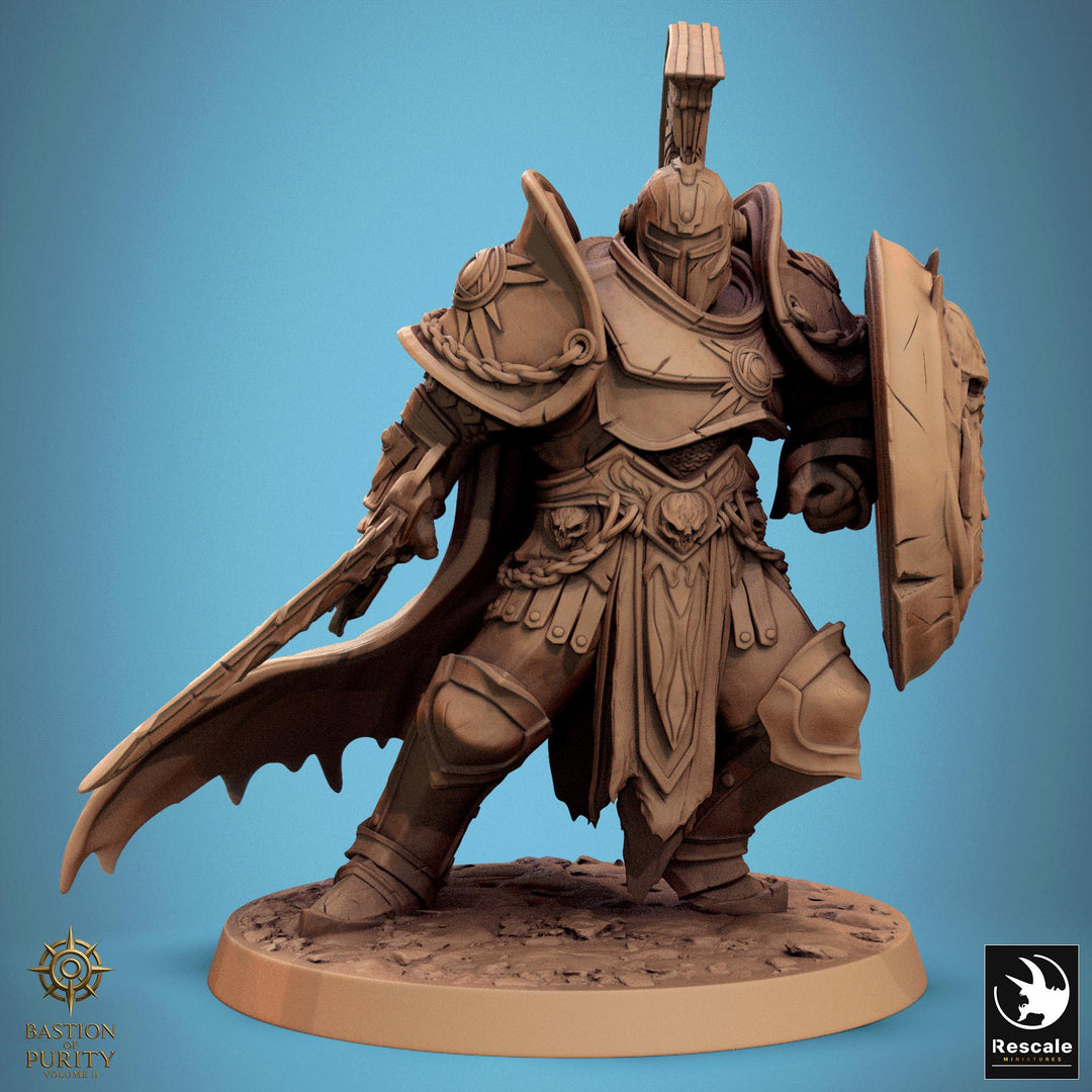 Paladin, Fighter, Sword n Shield PC/ NPC, DnD 5e Unpainted Miniature| 28mm, 32mm,54mm,75mm,100mm Scales | Dungeons &amp; Dragons | Pathfinder