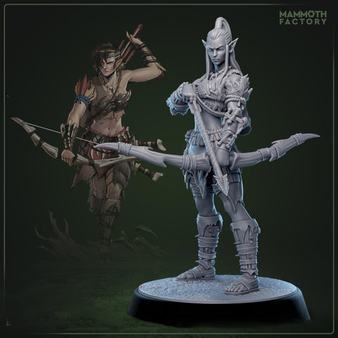 Female Elf Gloom Stalker Ranger Assassin Rogue Unpainted | 28mm,32mm,54mm,75mm,100mm Scale | Resin Dungeons and Dragons | Mammoth Factory