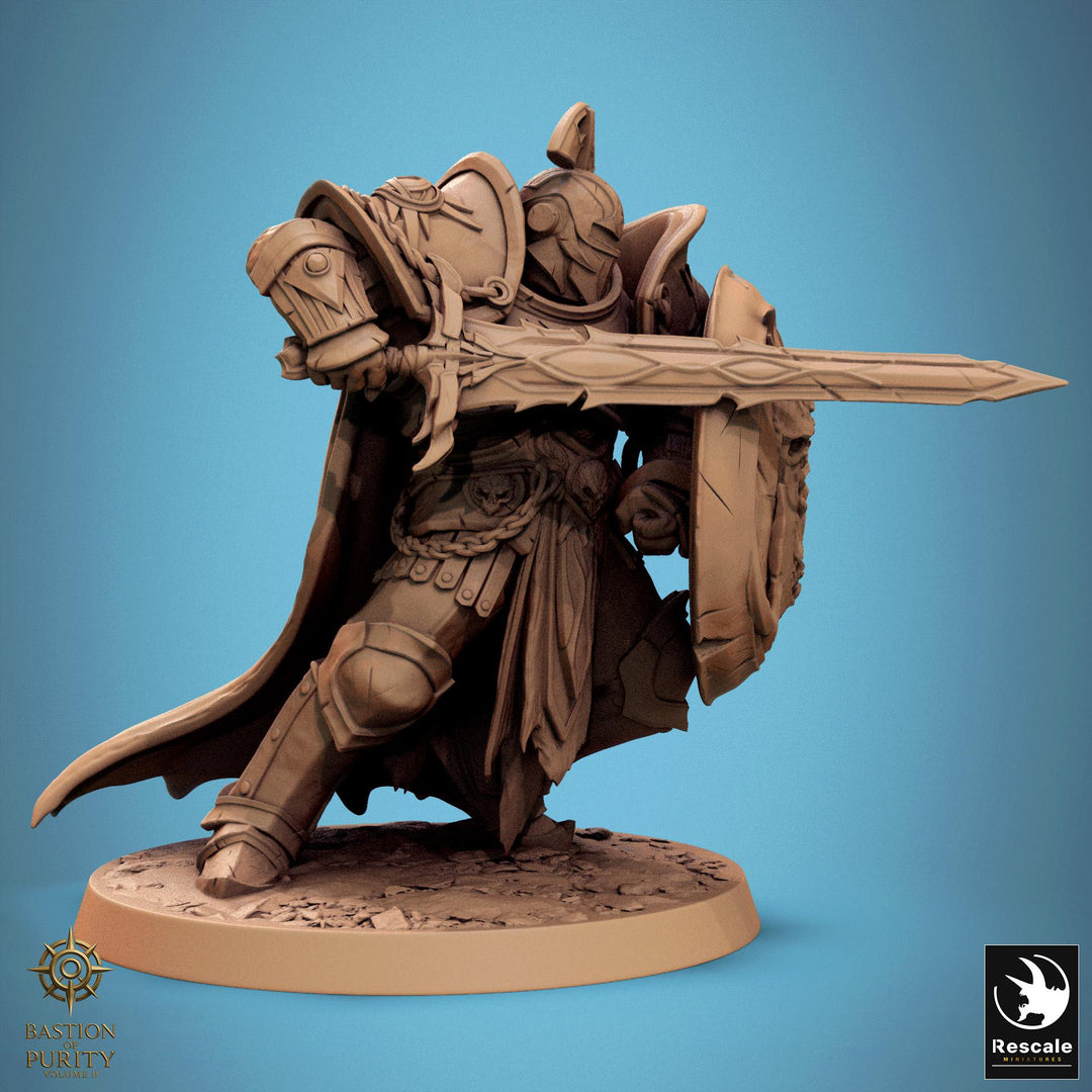 Paladin, Fighter, Sword n Shield PC/ NPC, DnD 5e Unpainted Miniature| 28mm, 32mm,54mm,75mm,100mm Scales | Dungeons &amp; Dragons | Pathfinder