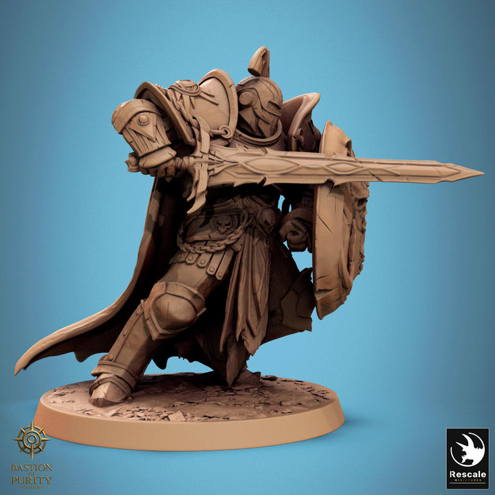 Paladin, Fighter, Sword n Shield PC/ NPC, DnD 5e Unpainted Miniature| 28mm, 32mm,54mm,75mm,100mm Scales | Dungeons &amp; Dragons | Pathfinder