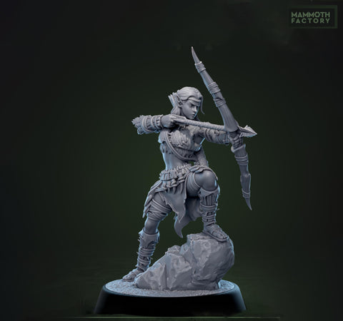 Female Elf Gloom Stalker Ranger Assassin Rogue Unpainted | 28mm,32mm,54mm,75mm,100mm Scale | Resin Dungeons and Dragons | Mammoth Factory