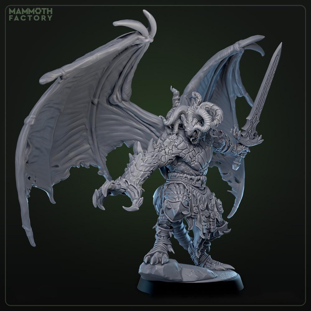 Dragonborn Paladin, Ranger, Fighter, Wings Sword | 28mm,32mm,54mm, 75mm, 100mm Scale Resin Miniature | Dungeons & Dragons DnD 5e Pathfinder