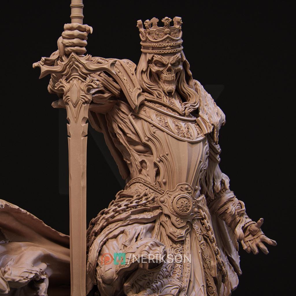 Death Knight Undead Lich Monster Unpainted Miniature | 28mm, 32mm, 54mm,75mm, 100mm Scales | Dungeons &amp; Dragons Pathfinder | NERIKSON