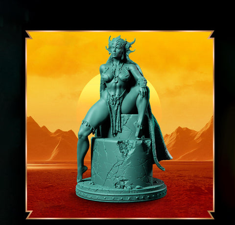 Human Female Sorcerer Queen, Wizard, Warlock PC NPC Unpainted Mini | 28mm,32mm,54mm,75mm,100mm Scales | Dungeons and Dragons | Pathfinder |