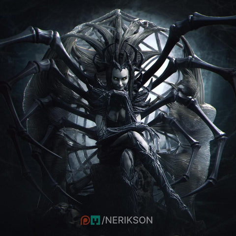 Spider Demon Queen, Lolth Dark Elf/Drow Diety NPC Unpainted DnD 5e |28mm,32mm,54mm,75mm,100mm Scales| Dungeons & Dragons Pathfinder|NERIKSON