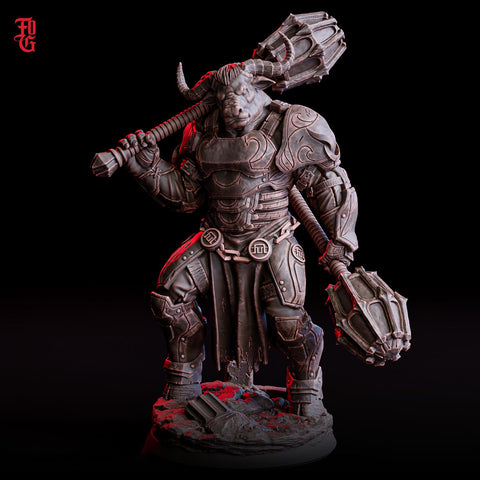 Minotaur Warlord, Fighter, PC / NPC Monster | 28mm, 32mm,54mm,75mm, 100mm Scale Resin Miniature | D&D 5e | Pathfinder | Dungeons n Dragons