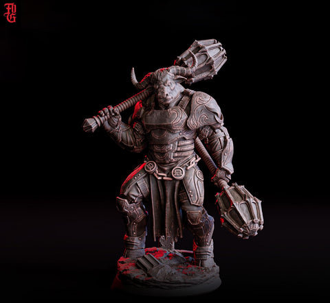 Minotaur Warlord, Fighter, PC / NPC Monster | 28mm, 32mm,54mm,75mm, 100mm Scale Resin Miniature | D&D 5e | Pathfinder | Dungeons n Dragons