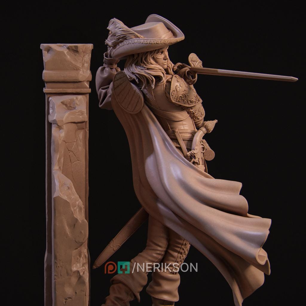 Human Female Rogue, Fighter, Swashbuckler Duelist PC / NPC Unpainted D&amp;D 5e | 28mm,32mm,54mm,75mm,100mm | Pathfinder|