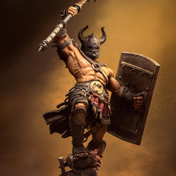 Human Barbarian With 2-handed Axe PC / NPC Unpainted Miniature | 28mm,32mm,54mm,75mm,100mm Scales | Dungeons &amp; Dragons Pathfinder | NERIKSON