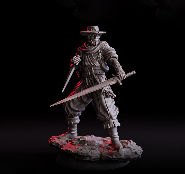 Human Fighter, Ranger, Rogue Thief Assassin | 28mm, 32mm, 54mm, 75mm, 100mm Scale Resin Miniature | Dungeons and Dragons 5e| Pathfinder