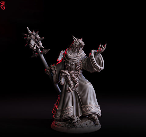 Werewolf Wizard, Druid, Sorcerer, Wolf Folk, Wolfkind | 28mm,32mm,54mm,75mm,100mm Scales, | Dungeons and Dragons D&D 5e | Pathfinder|