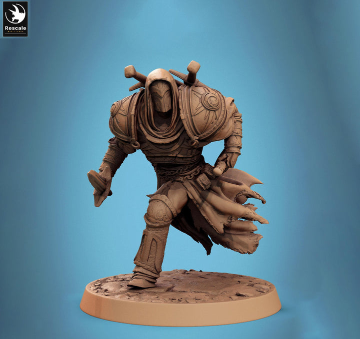 Paladin, Fighter, Two-Weapon Fighting Swords, DnD 5e Unpainted Miniature| 28mm, 32mm,54mm,75mm,100mm Scales| Dungeons &amp; Dragons | Pathfinder