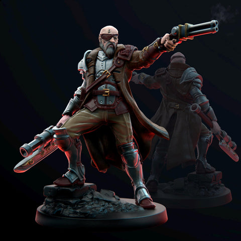 Sci-Fi Miniature Corp Commander Army Veteran | 28mm,32mm, 54mm, 75mm,100mm Scales | Resin Mini