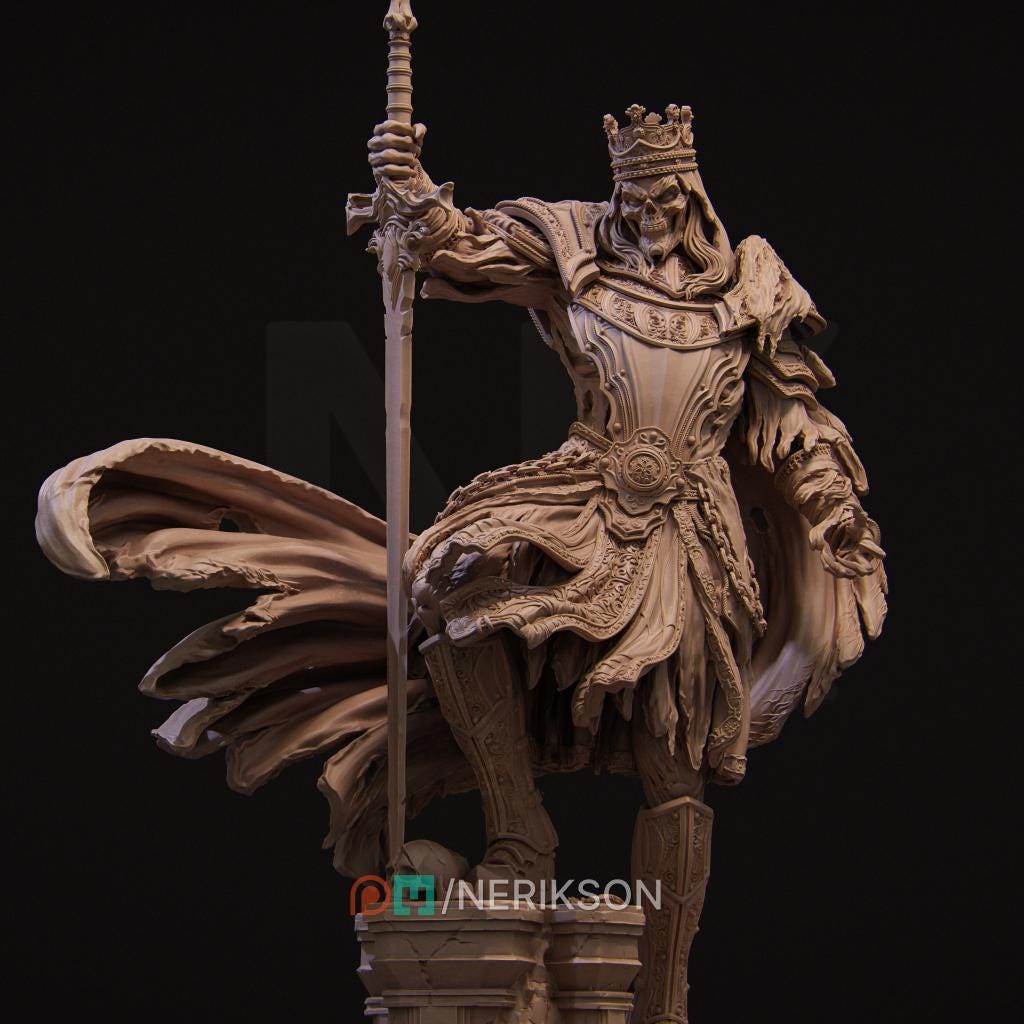 Death Knight Undead Lich Monster Unpainted Miniature | 28mm, 32mm, 54mm,75mm, 100mm Scales | Dungeons &amp; Dragons Pathfinder | NERIKSON