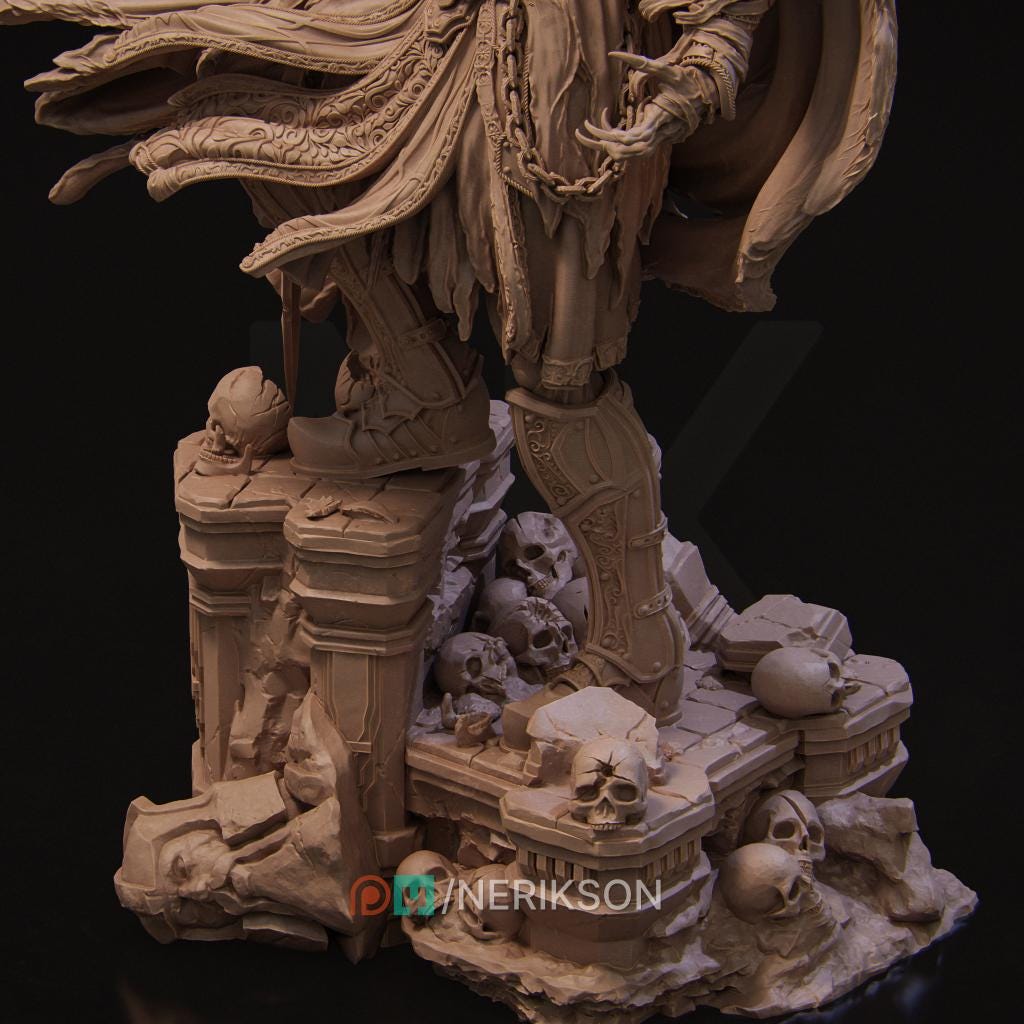 Death Knight Undead Lich Monster Unpainted Miniature | 28mm, 32mm, 54mm,75mm, 100mm Scales | Dungeons &amp; Dragons Pathfinder | NERIKSON