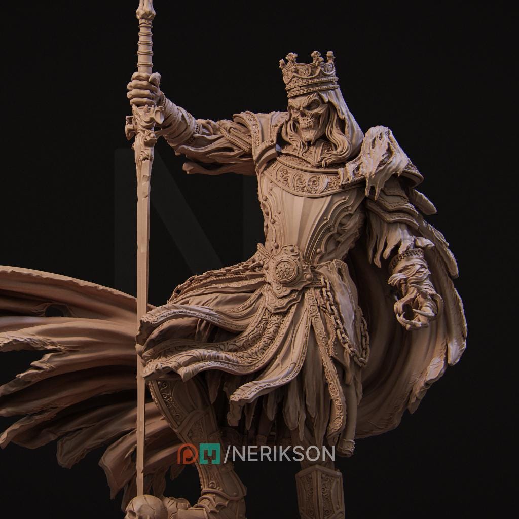 Death Knight Undead Lich Monster Unpainted Miniature | 28mm, 32mm, 54mm,75mm, 100mm Scales | Dungeons &amp; Dragons Pathfinder | NERIKSON