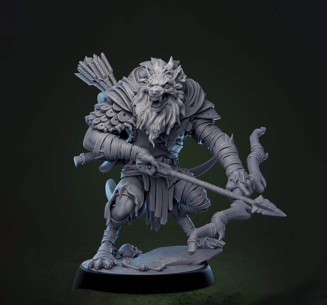 Gnoll Archer Sharpshooter Ranger | Resin Miniature | 5 Sizes/Scales | Pathfinder | D&amp;D 5e |