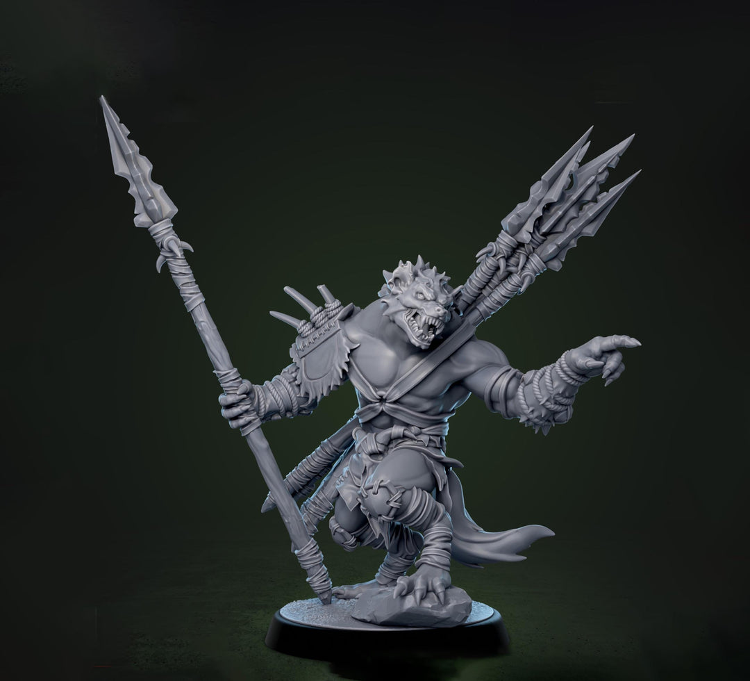 Gnoll Fighter Ranger Javalin Thrower | Resin Miniature | 5 Sizes/Scales | Pathfinder | D&D 5e |