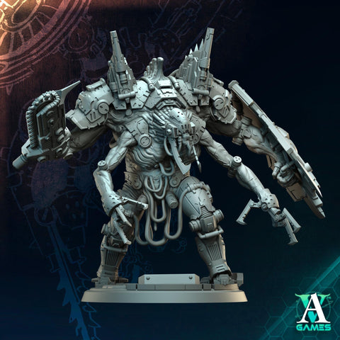 Sci-Fi Heavy Terminator Chaos Demon Knight Miniature | 32mm, 40mm, 50mm, 65mm 80mm BASE SIZES | Resin Unpainted | Sci-fi Archvillain Games