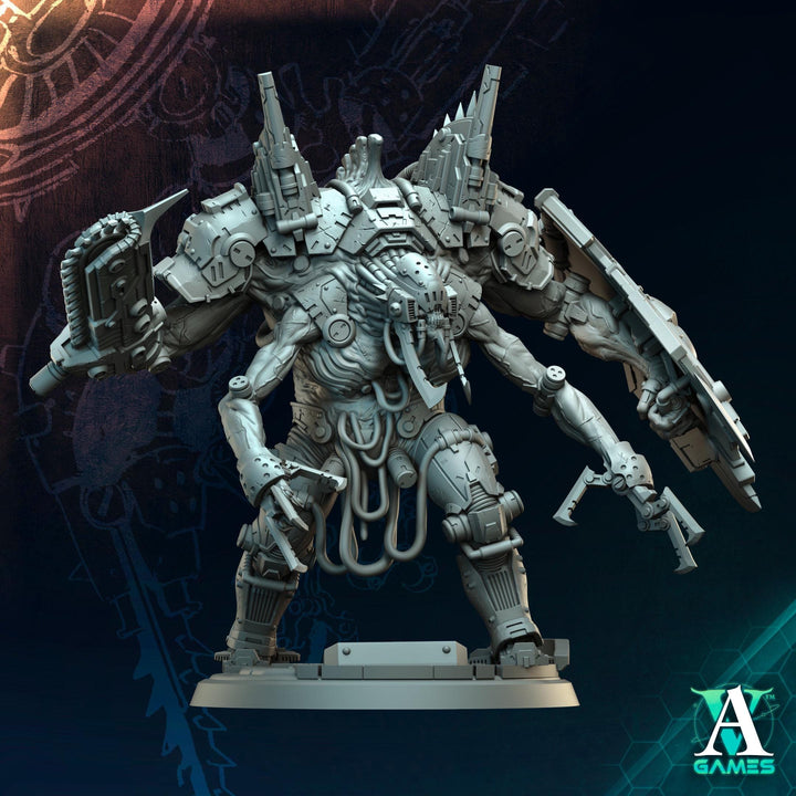 Sci-Fi Heavy Terminator Chaos Demon Knight Miniature | 32mm, 40mm, 50mm, 65mm 80mm BASE SIZES | Resin Unpainted | Sci-fi Archvillain Games