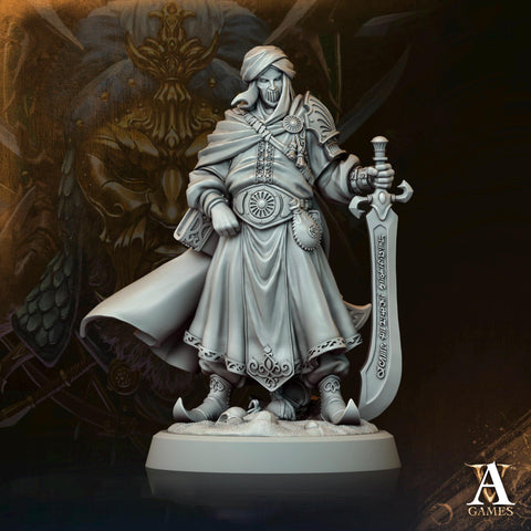 Human Fighter Ranger with Sword Miniature | 28mm,32mm,54mm,75mm,100mm Scales | Pathfinder Figure | DnD Mini unpainted | Dungeons & Dragons