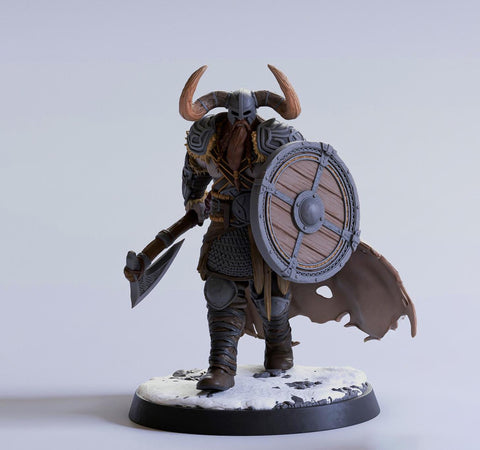Barbarian Human / Goliath, Ranger,Fighter, Axe & Shield, DnD Unpainted Miniature| 5 Sizes /Scales
