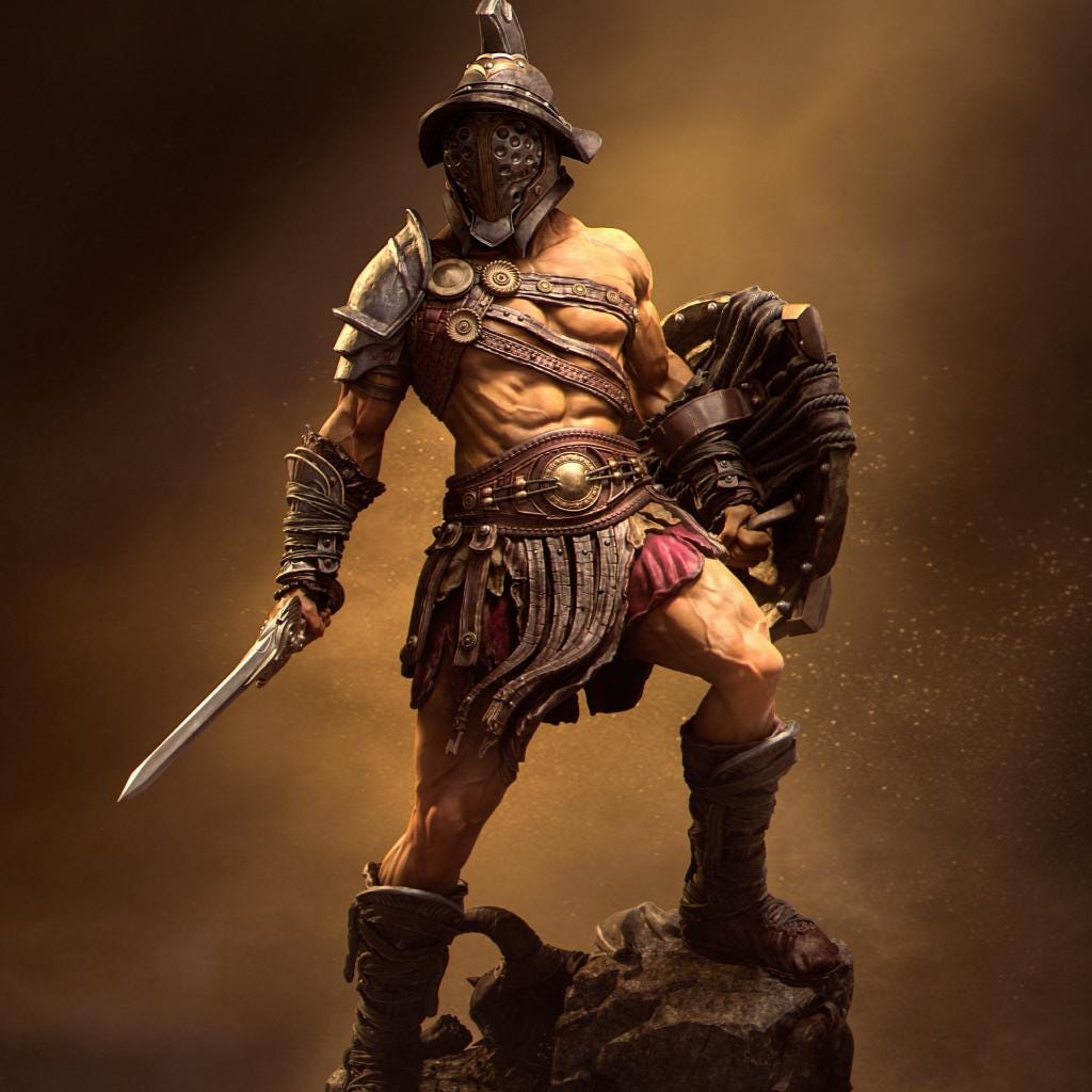 Human Male Fighter Gladiator Battle Master PC /NPC UNPAINTED D&amp;D| 5 Sizes/Scales