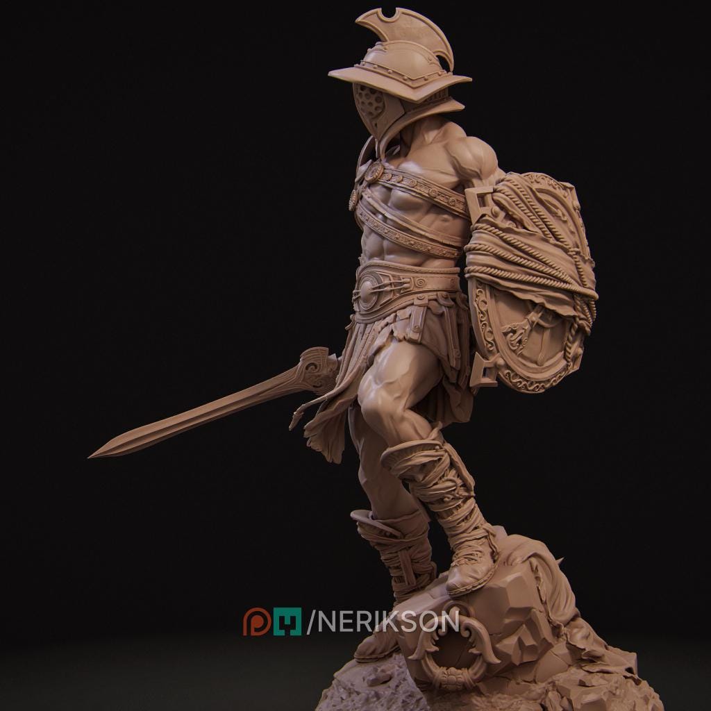 Human Male Fighter Gladiator Battle Master PC /NPC UNPAINTED D&amp;D| 5 Sizes/Scales